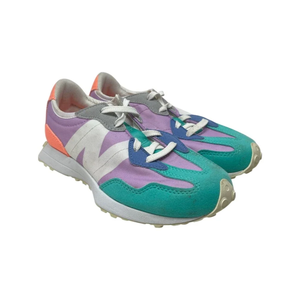 New Balance Sneaker Unisex Youth Size 2 327 Multicolor Teal Purple Orange White